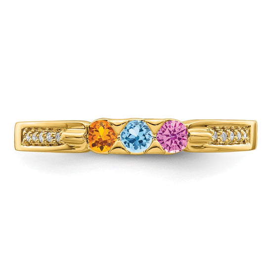 Birthstone and Diamond Mother's Ring — Synthetic Stones
