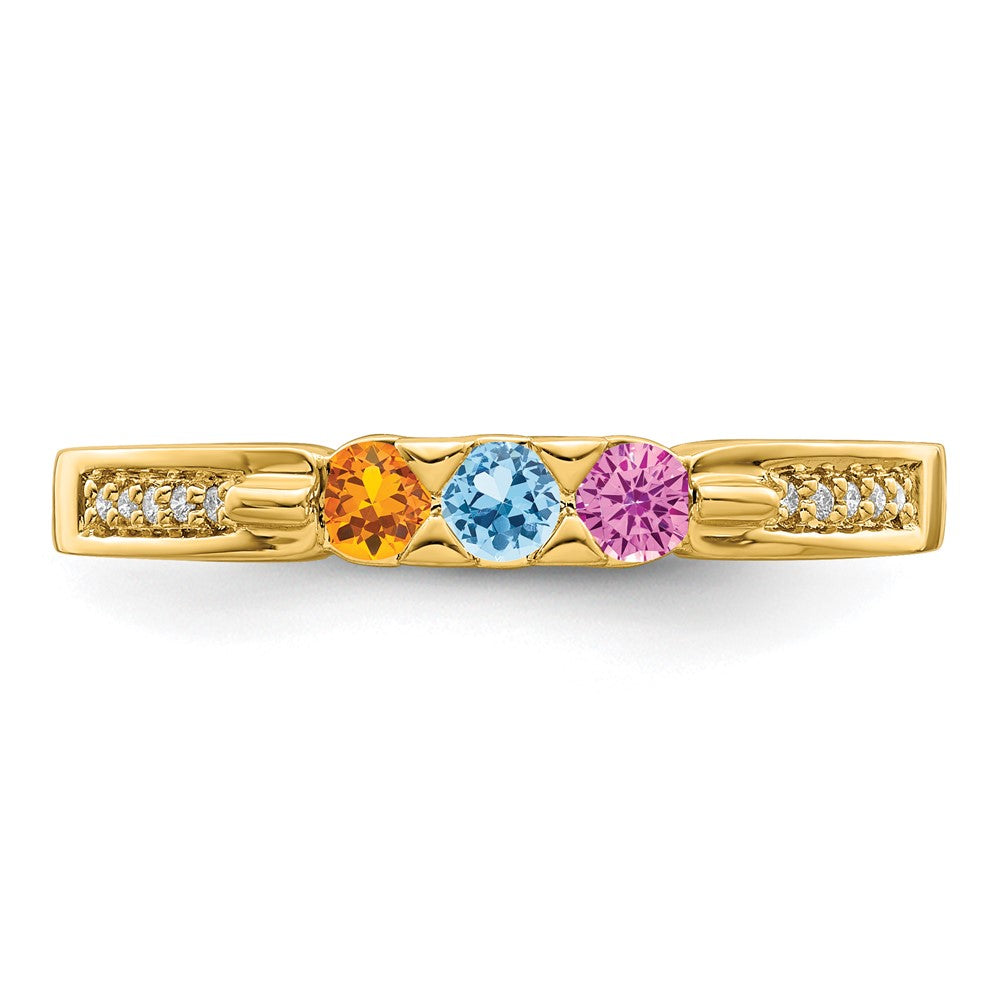 Birthstone and Diamond Mother's Ring — Synthetic Stones