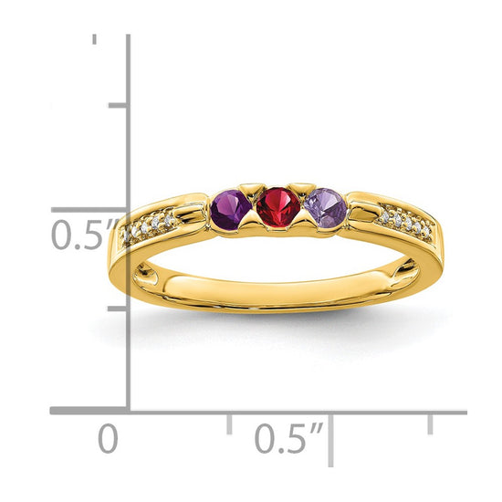 Birthstone and Diamond Mother's Ring — Synthetic Stones