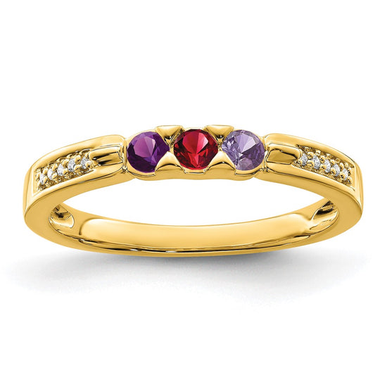 Birthstone and Diamond Mother's Ring — Genuine Stones