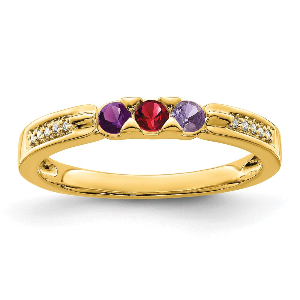 Birthstone and Diamond Mother's Ring — Genuine Stones