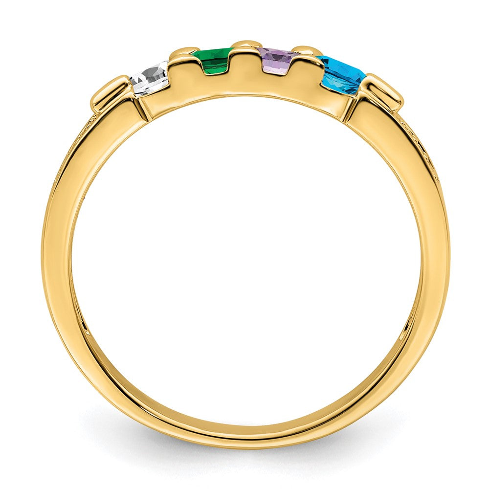 Birthstone and Diamond Mother's Ring — Synthetic Stones