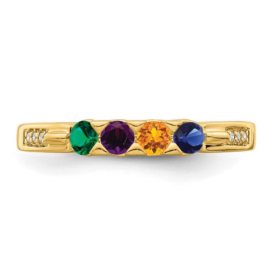 Birthstone and Diamond Mother's Ring — Synthetic Stones
