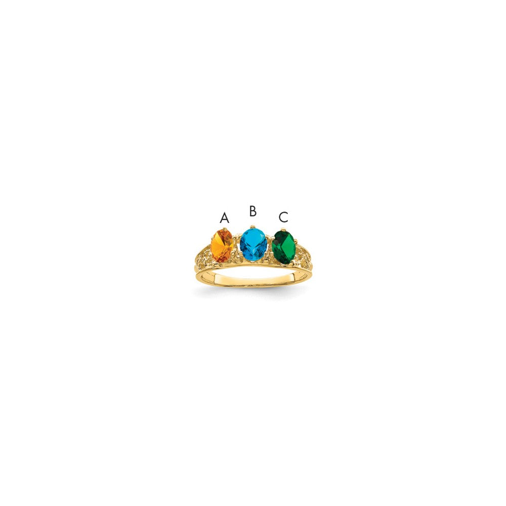 10k 3 Synthetic Stone Family Ring