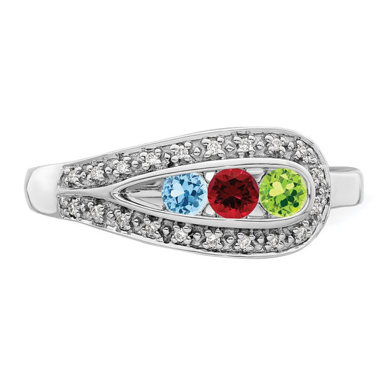 Birthstone and Diamond Mother's Ring