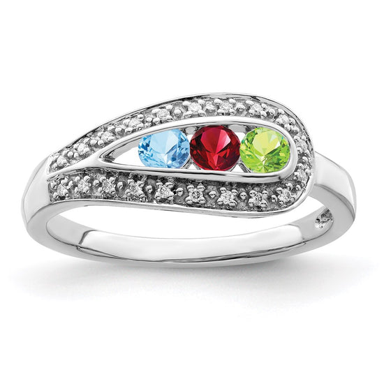 Birthstone and Diamond Mother's Ring