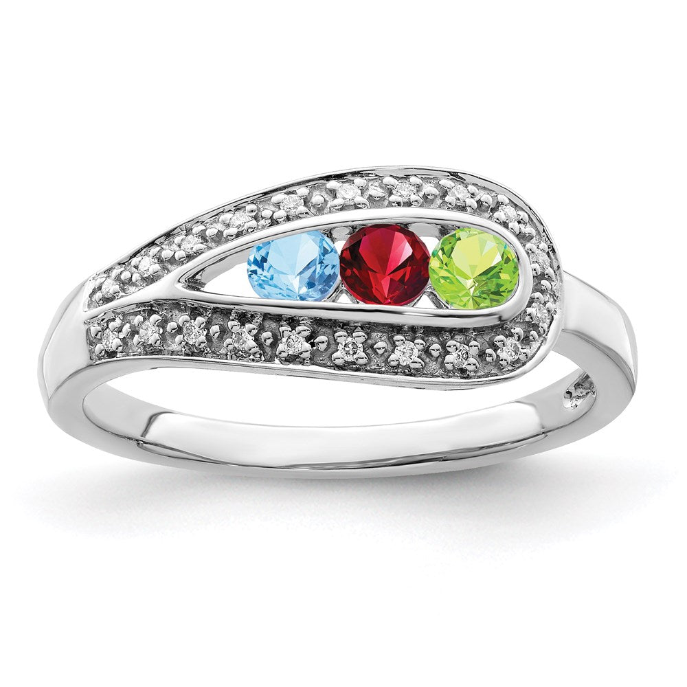 Birthstone and Diamond Mother's Ring