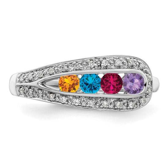 Birthstone and Diamond Mother's Ring