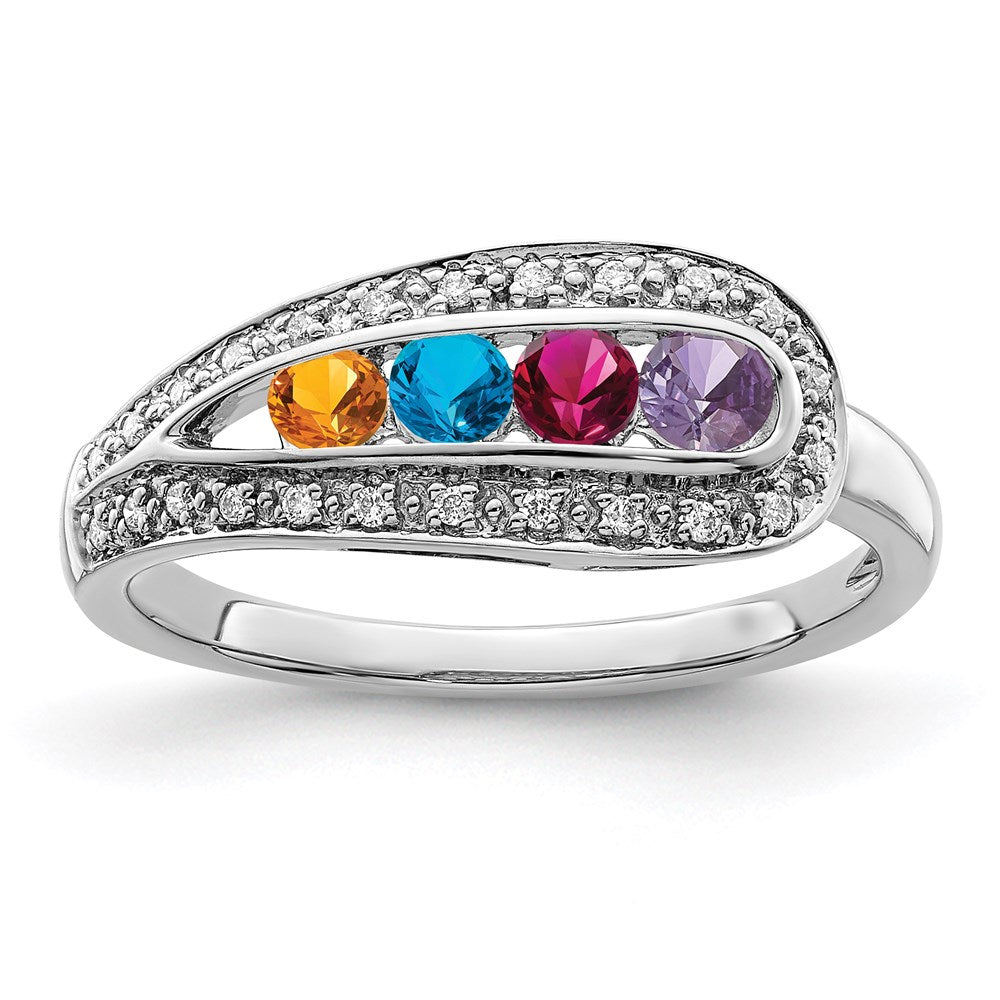 Birthstone and Diamond Mother's Ring
