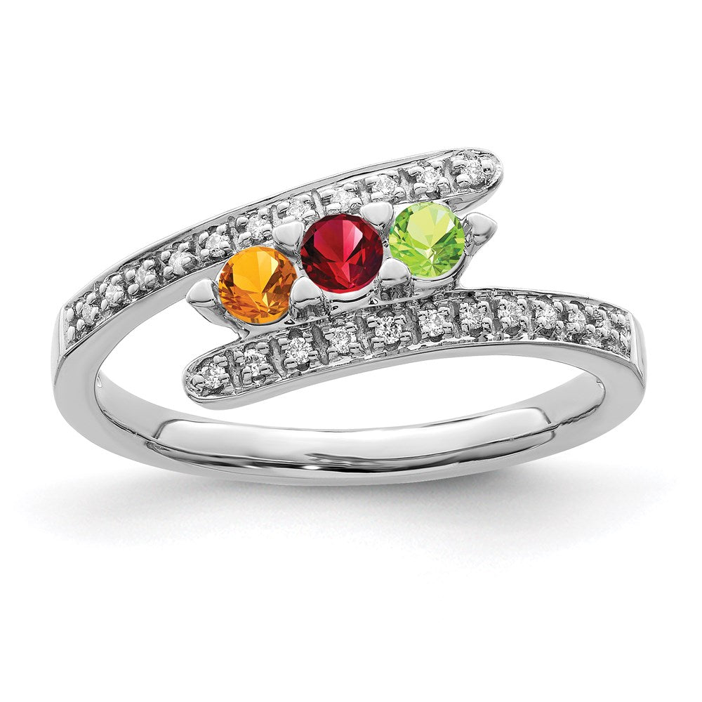 14K Mother's Ring with Diamonds and Either Genuine or Synthetic Stones (1 to 6 stones)