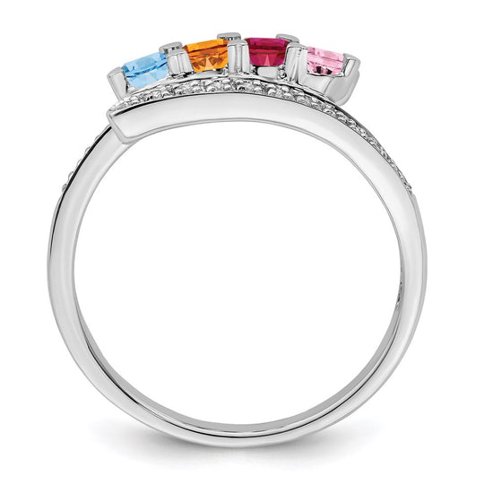 14K Mother's Ring with Diamonds and Either Genuine or Synthetic Stones (1 to 6 stones)