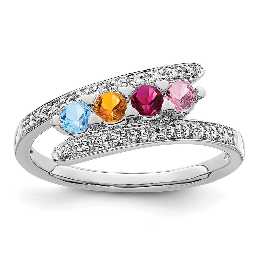 14K Mother's Ring with Diamonds and Either Genuine or Synthetic Stones (1 to 6 stones)