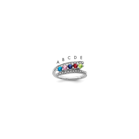 14K Mother's Ring with Diamonds and Either Genuine or Synthetic Stones (1 to 6 stones)