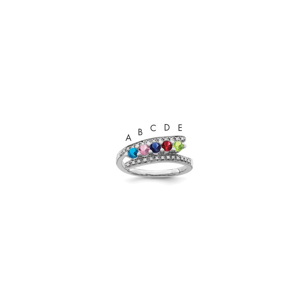 14K Mother's Ring with Diamonds and Either Genuine or Synthetic Stones (1 to 6 stones)