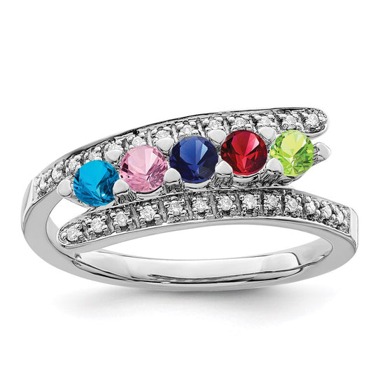 14K Mother's Ring with Diamonds and Either Genuine or Synthetic Stones (1 to 6 stones)