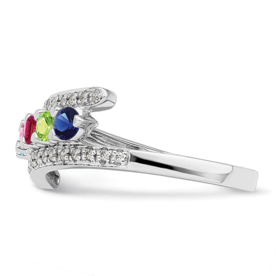 14K Mother's Ring with Diamonds and Either Genuine or Synthetic Stones (1 to 6 stones)