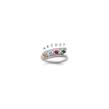 14K Mother's Ring with Diamonds and Either Genuine or Synthetic Stones (1 to 6 stones)