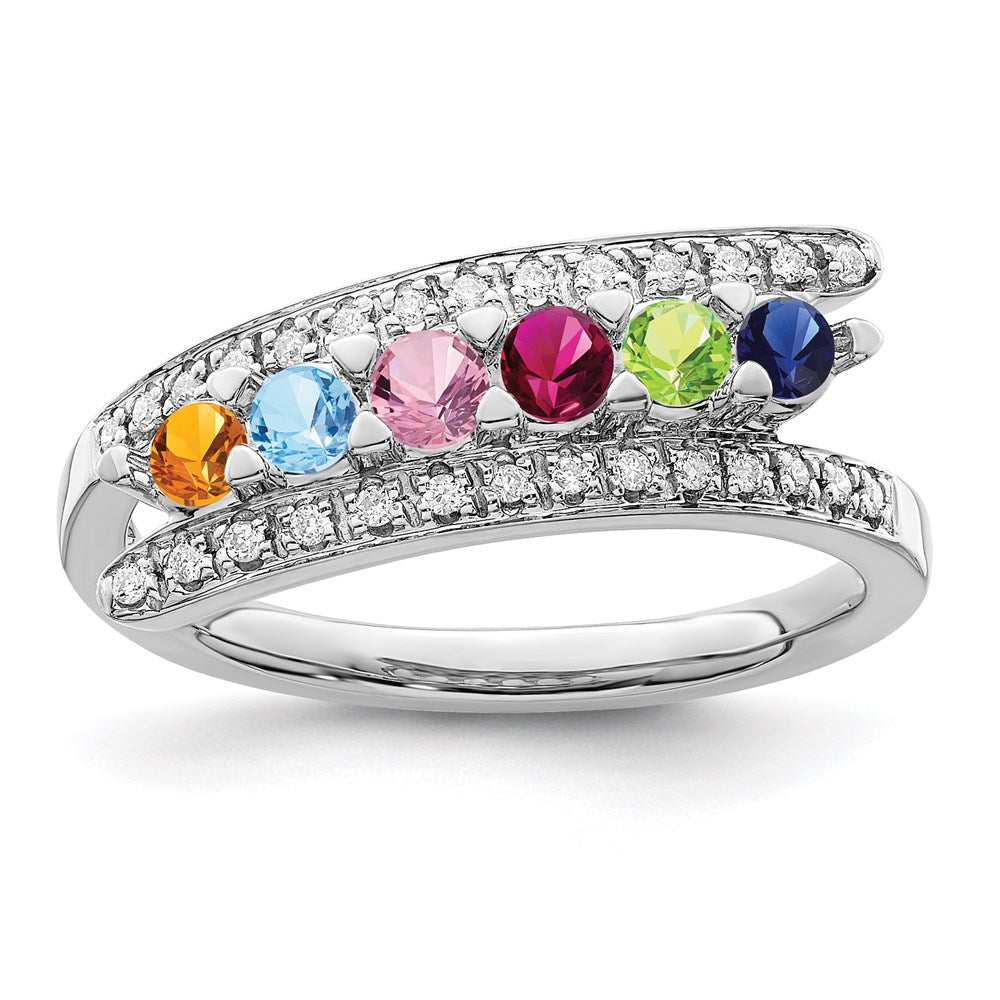 14K Mother's Ring with Diamonds and Either Genuine or Synthetic Stones (1 to 6 stones)