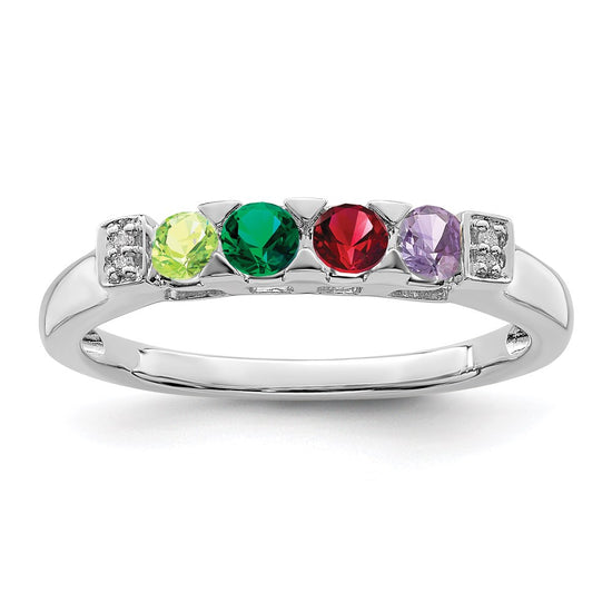Birthstone and Diamond Mother's Ring Semi-Mount