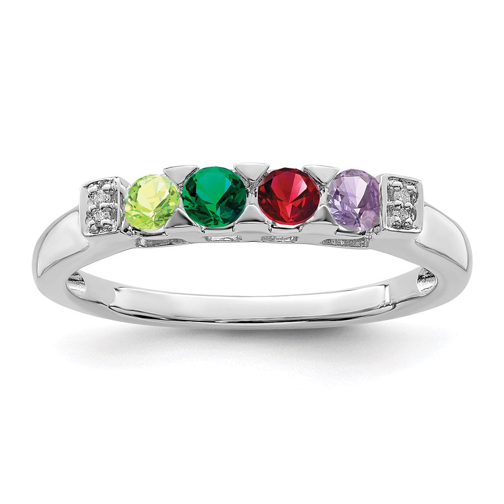 Birthstone and Diamond Mother's Ring Semi-Mount