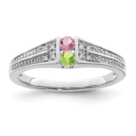 14K White Gold Family Jewelry Diamond Semi-Set Ring