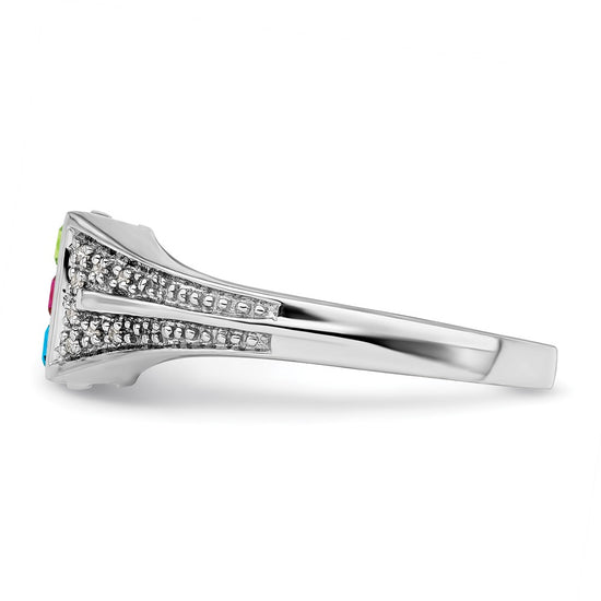 Birthstone and Diamond Mother's Ring Semi-Mount