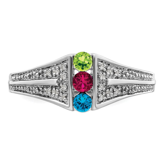 14K White Gold Family Jewelry Diamond Semi-Set Ring