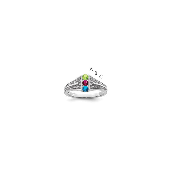 14K White Gold Family Jewelry Diamond Semi-Set Ring