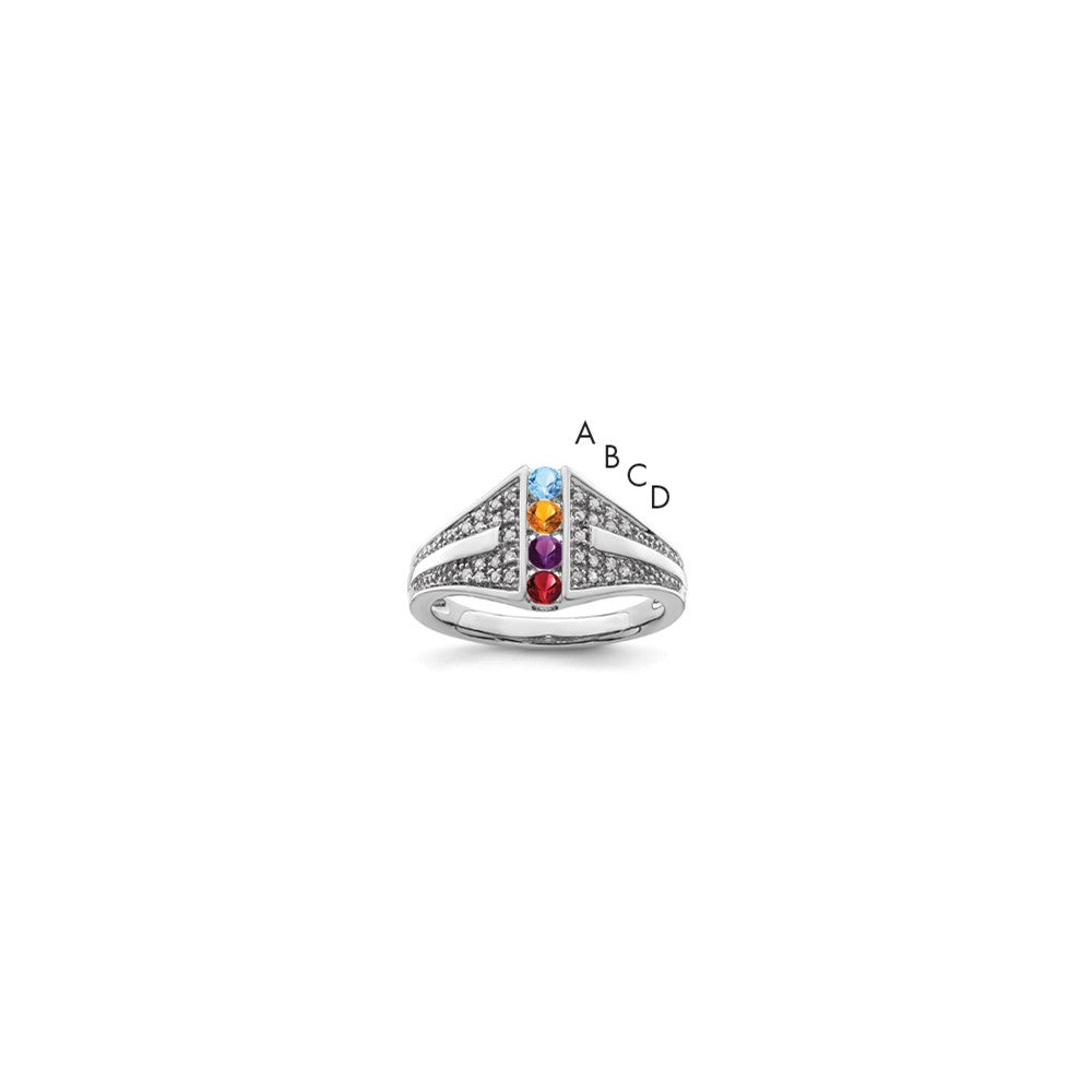 Birthstone and Diamond Mother's Ring Semi-Mount