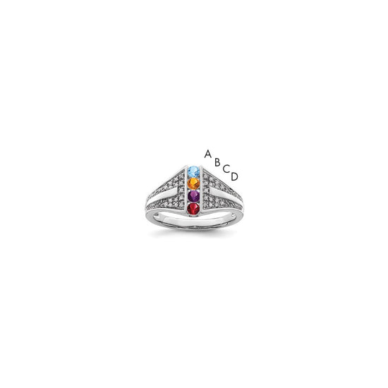 14K White Gold Family Jewelry Diamond Semi-Set Ring