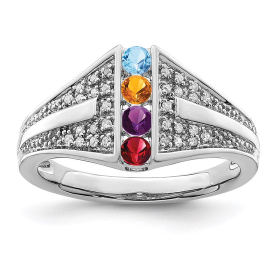 Birthstone and Diamond Mother's Ring Semi-Mount