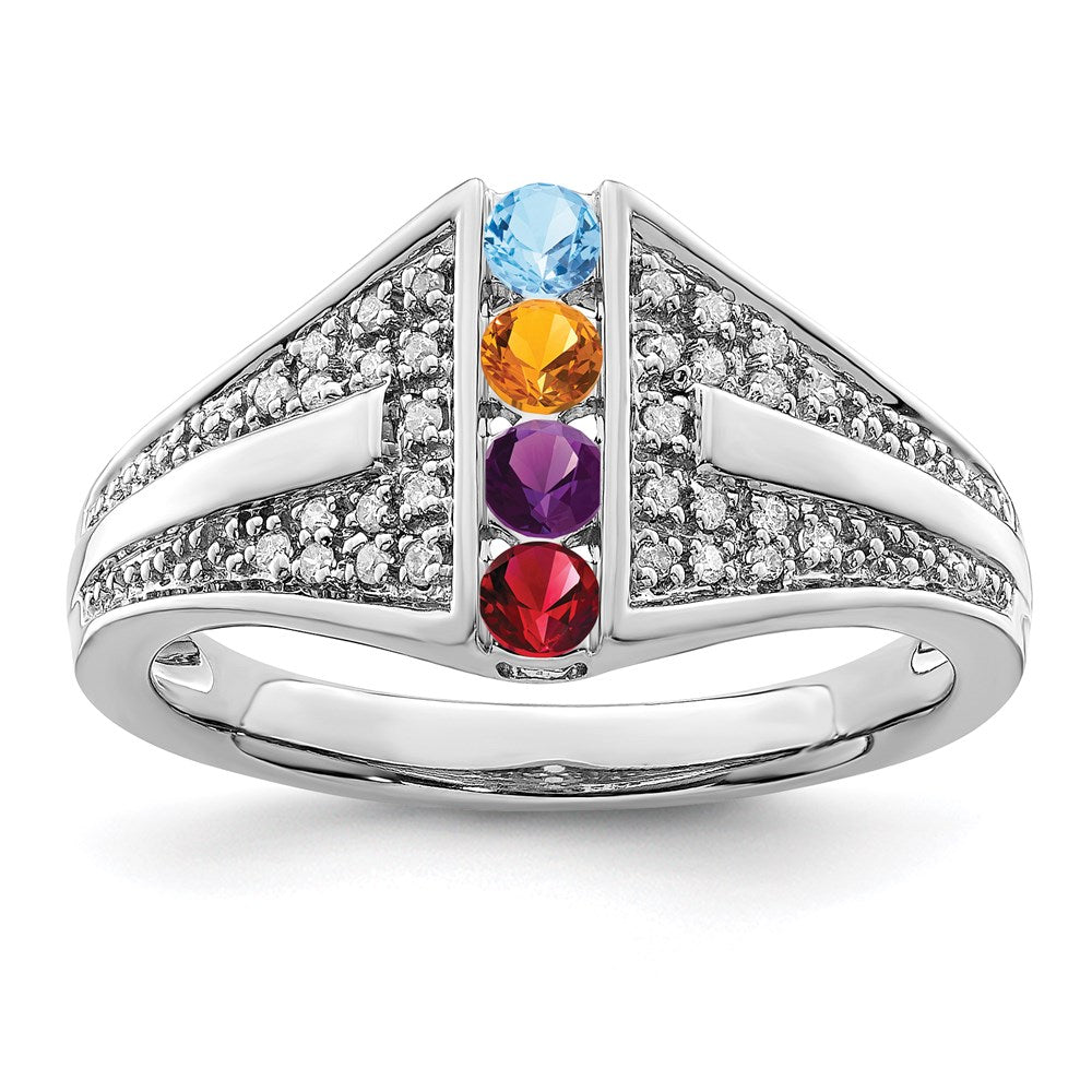 Birthstone and Diamond Mother's Ring Semi-Mount