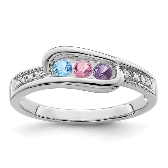 Birthstone and Diamond Mother's Ring Semi-Mount