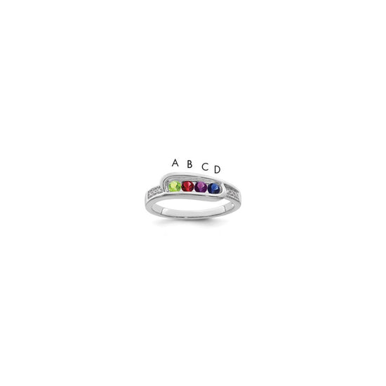 Birthstone and Diamond Mother's Ring Semi-Mount