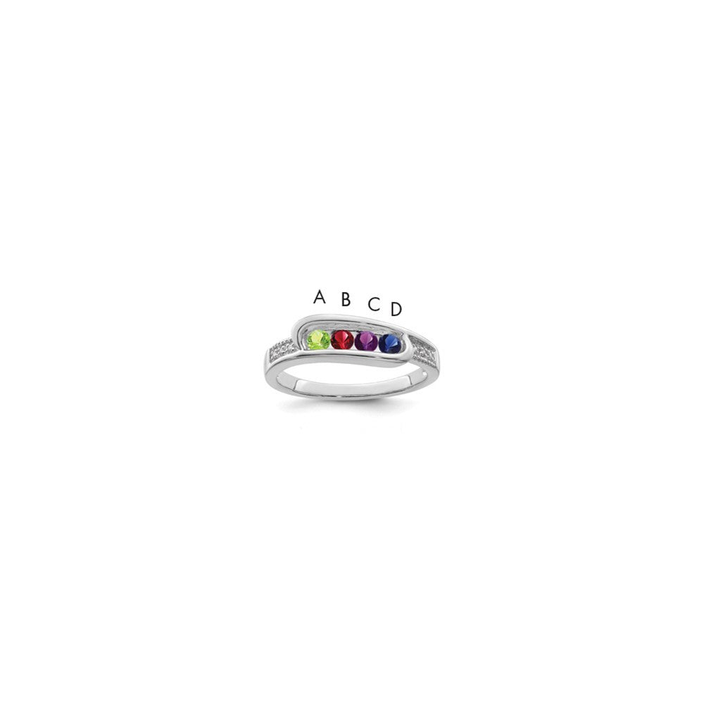Birthstone and Diamond Mother's Ring Semi-Mount