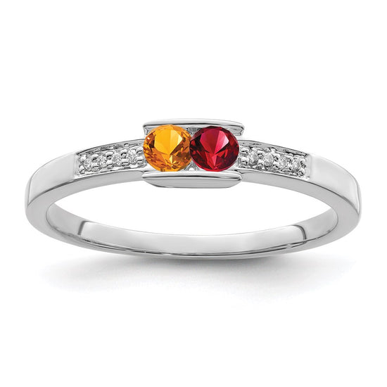 Birthstone and Diamond Mother's Ring Semi-Mount