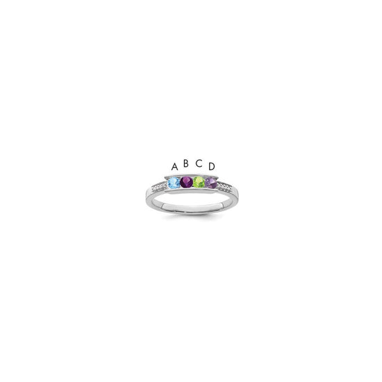 Birthstone and Diamond Mother's Ring Semi-Mount
