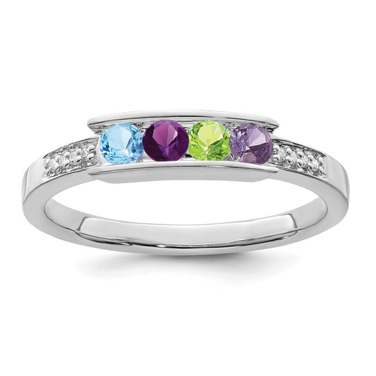 Birthstone and Diamond Mother's Ring Semi-Mount