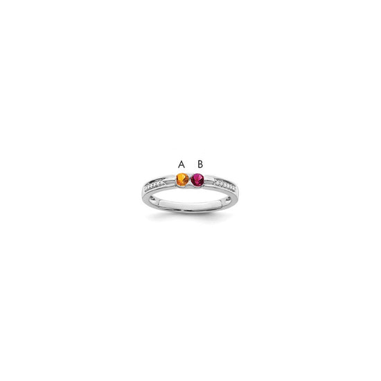 Birthstone and Diamond Mother's Ring — Genuine Stones