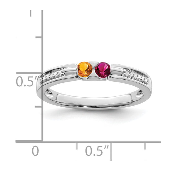 Birthstone and Diamond Mother's Ring — Synthetic Stones