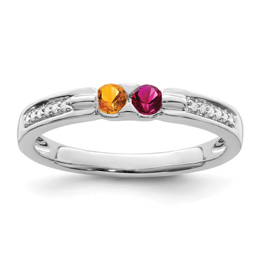 Birthstone and Diamond Mother's Ring — Genuine Stones