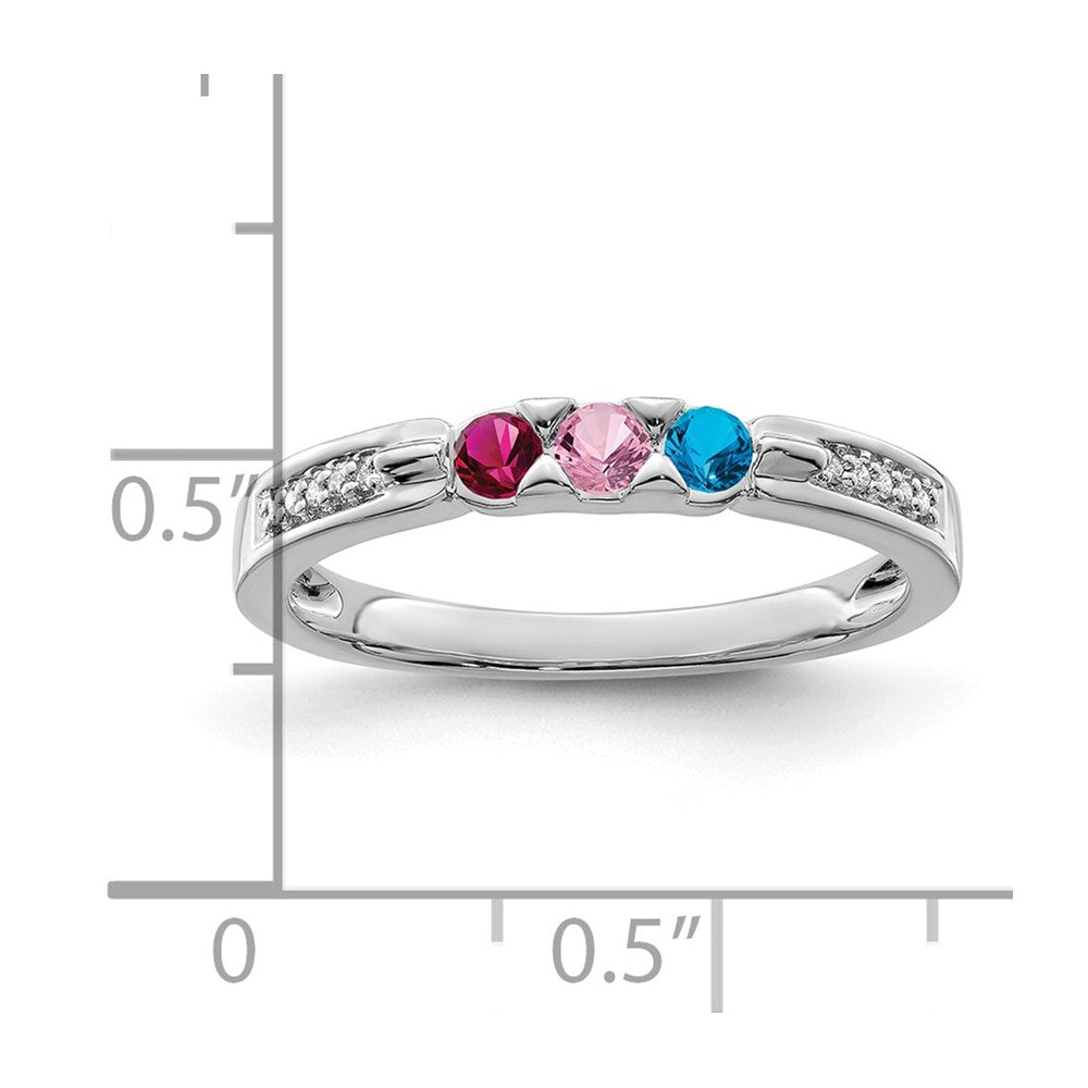 Birthstone and Diamond Mother's Ring — Synthetic Stones