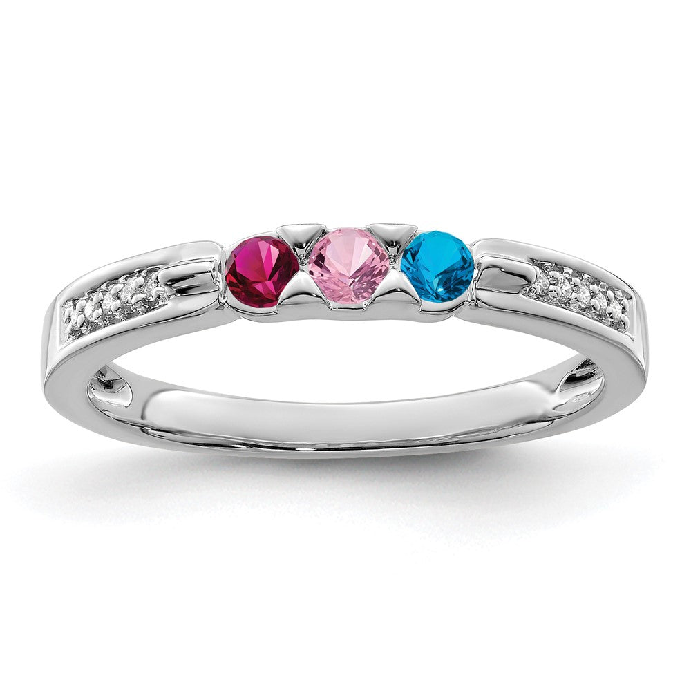 Birthstone and Diamond Mother's Ring — Genuine Stones