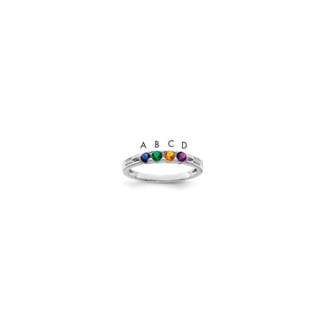 Birthstone and Diamond Mother's Ring — Genuine Stones