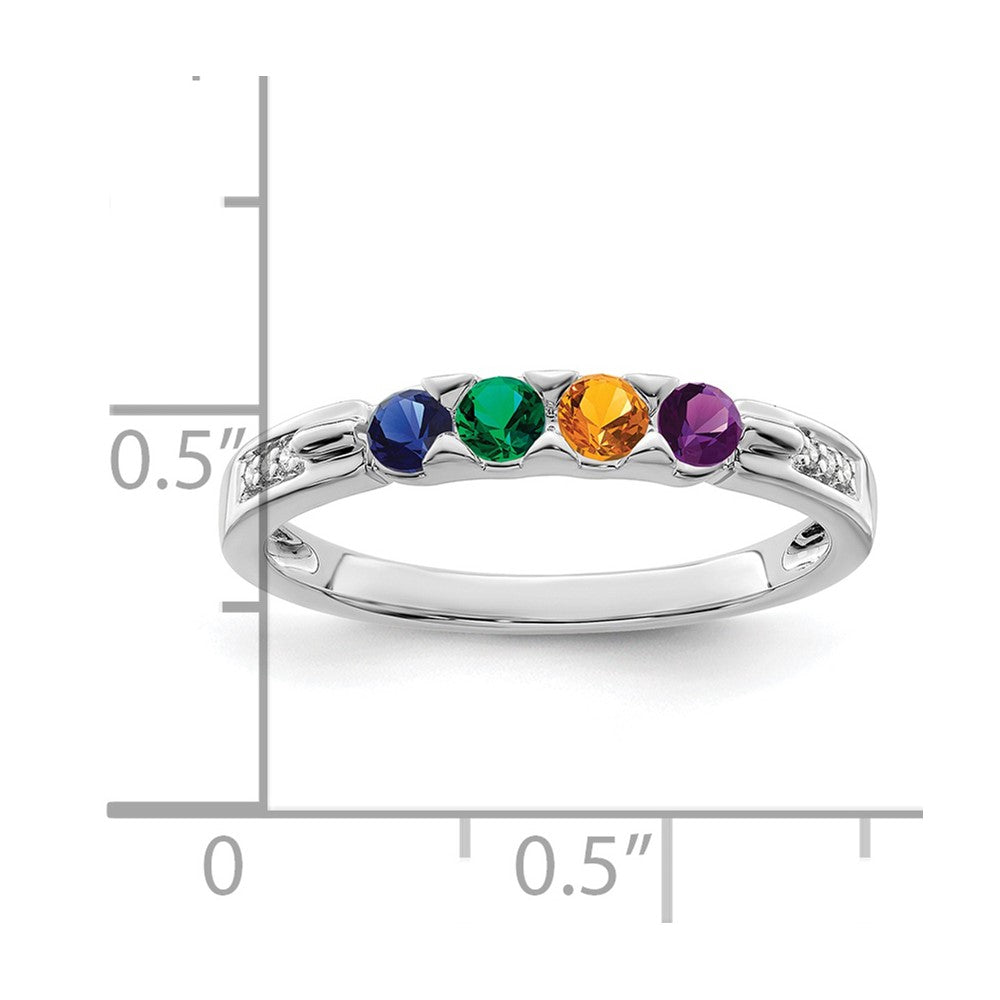 Birthstone and Diamond Mother's Ring — Synthetic Stones