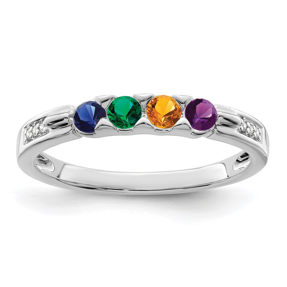 Birthstone and Diamond Mother's Ring — Genuine Stones