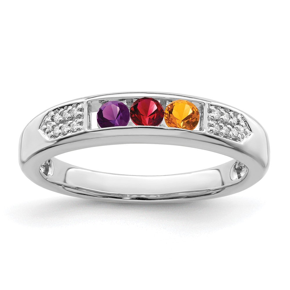 Birthstone and Diamond Mother's Ring Semi-Mount