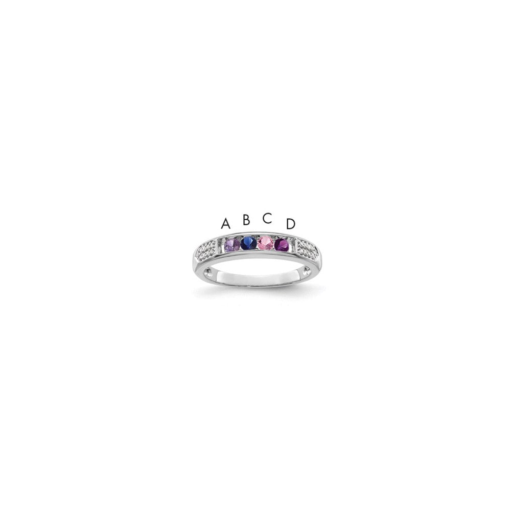 Birthstone and Diamond Mother's Ring Semi-Mount