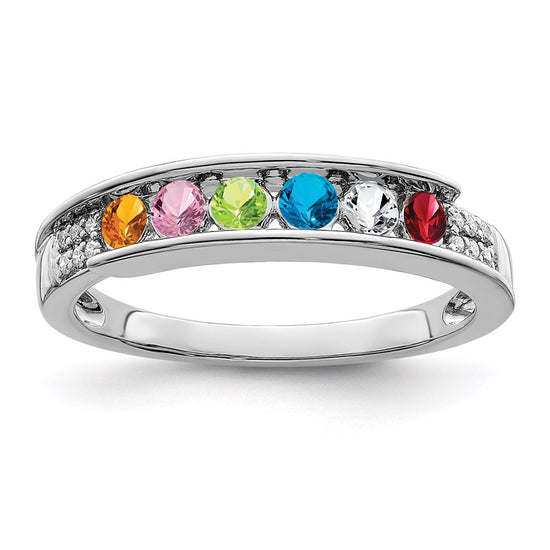 Birthstone and Diamond Mother's Ring