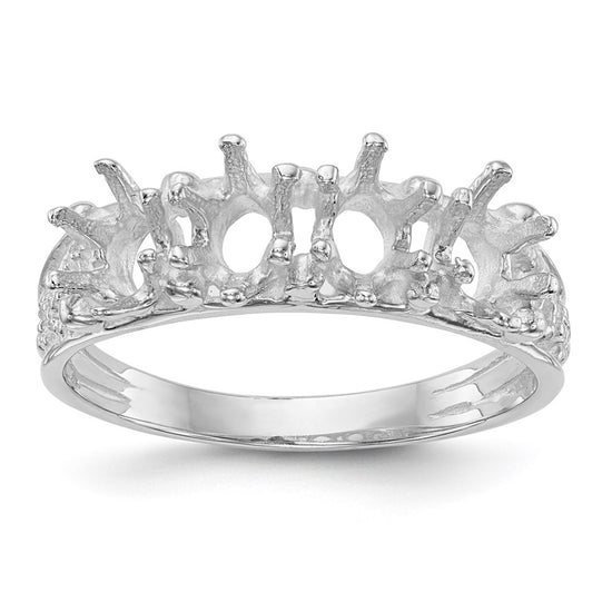 14k White Gold 4 Stone Family Ring Mounting